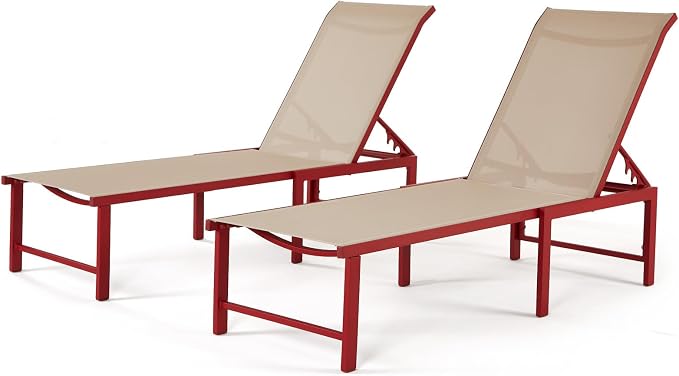 Outdoor Pool Lounge Chairs, Five-Position Recliner Loungers - Image 6