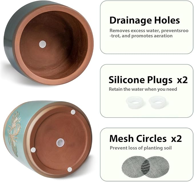 YBX Terracotta Pots with Drainage Holes, Bee Decor, Planter - Image 3