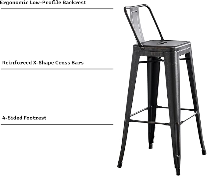 AC Pacific 30” Metal Barstool Set of 4 – Country Rustic Style - Image 5