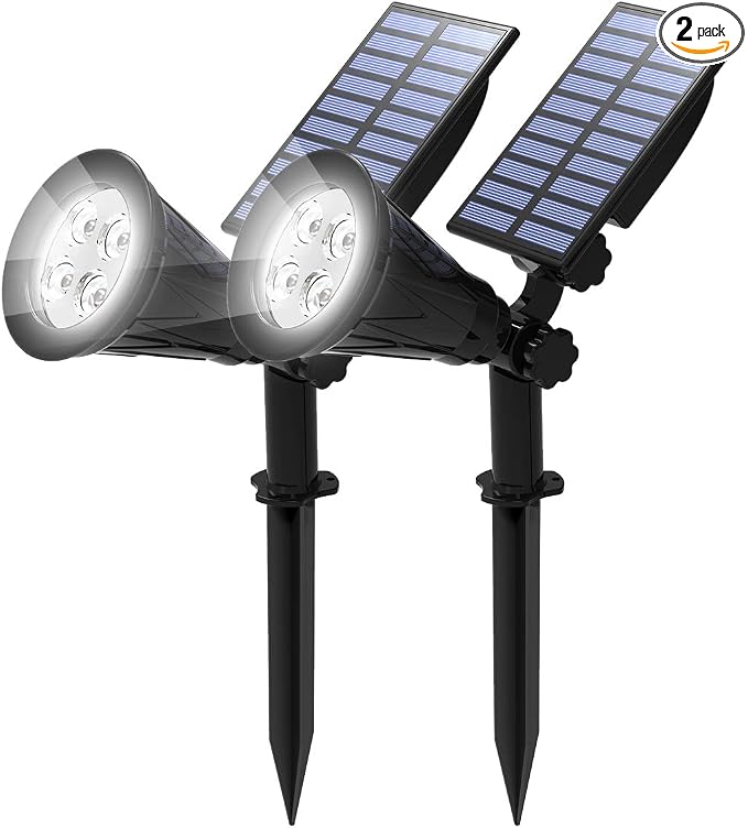 T-SUN Solar Spotlights Outdoor, 2 Pack White LED Landscape Lights, Waterproof by T-SUN