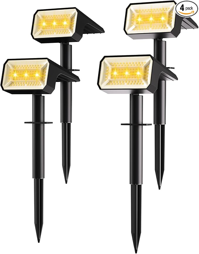 Fabrito Solar Spot Lights Outdoor 4 Pack, Auto On/Off Spotlights, IP67 by Fabrito