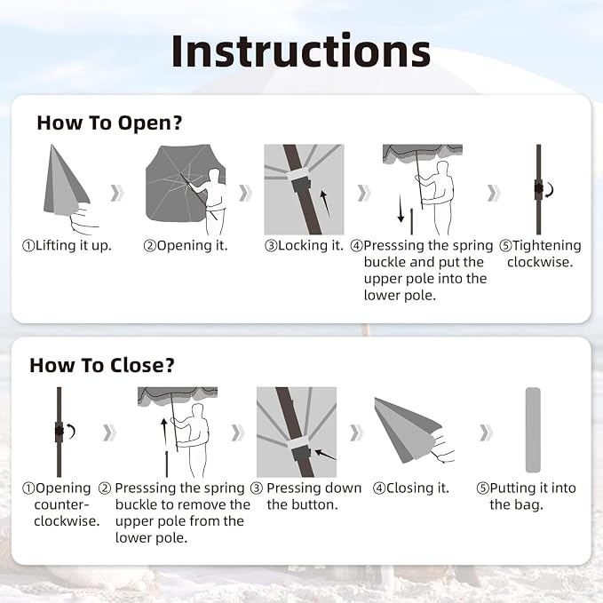 AMMSUN 7ft Patio Umbrella with Fringe Outdoor Tassel Umbrella UPF50+ Premium - Image 7