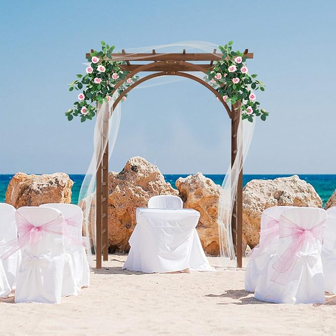 VINGLI 85in Wooden Arbor Garden Arch, Wedding Arch - Image 5