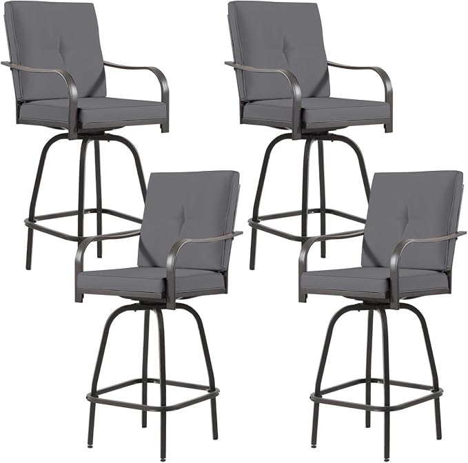 Outdoor Swivel Bar Stools Set of 4, Bar Height Patio Chairs by Godappe