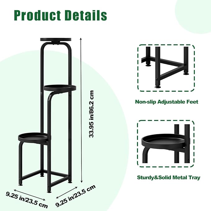 Plant Stand Indoor Outdoor 3 Tier Metal Plant Shelf - Image 4