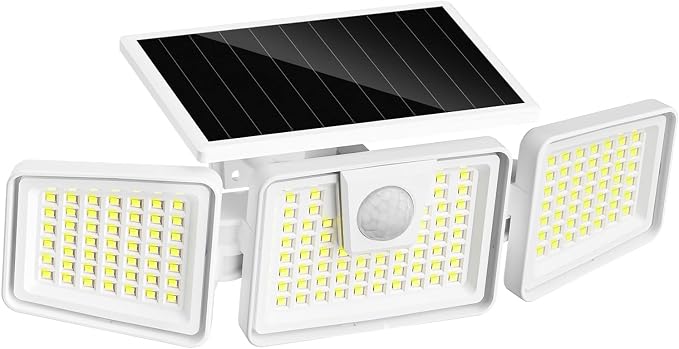 INCX Solar Motion Sensor Lights Outdoor, 3 Heads Security Lights Solar Powered by INCX