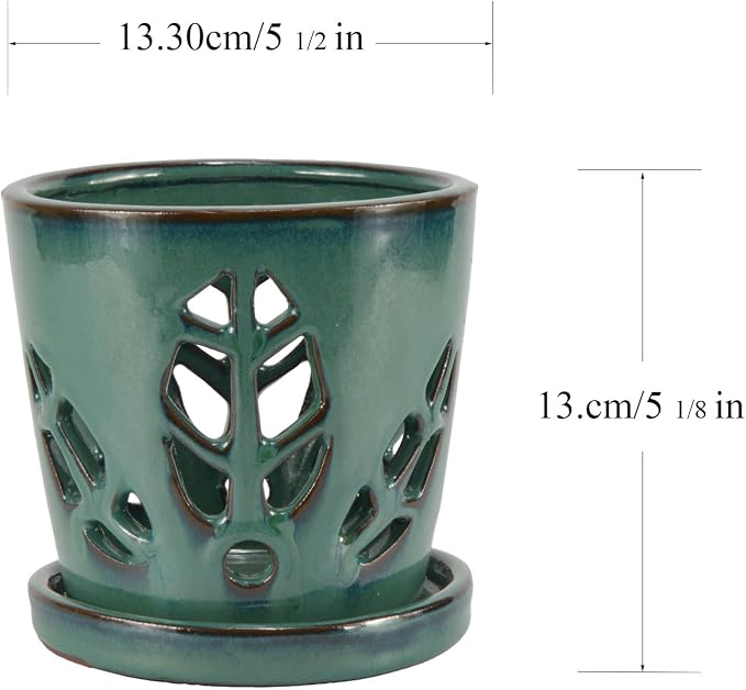 W&W Orchid Pot with Holes and Saucer - Image 6