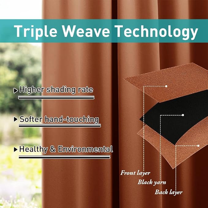 NICETOWN Patio Outdoor Waterproof Curtain, Rustproof Grommet Thermal Insulated - Image 7