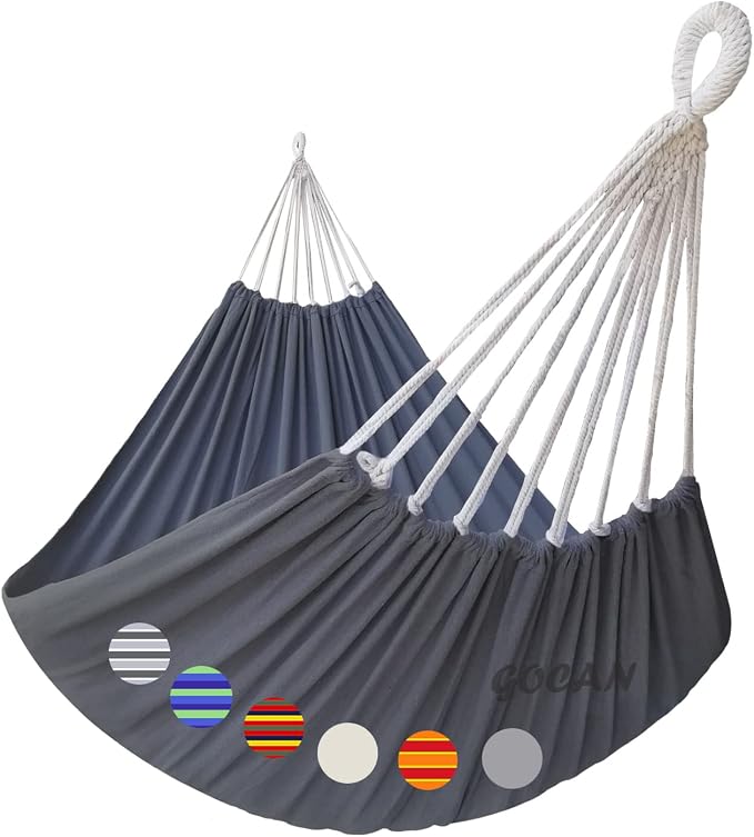 Hammock Outdoor 2 People 220x150cm Total Length 330cm Load 300kg Canvas Cotton by GOCAN