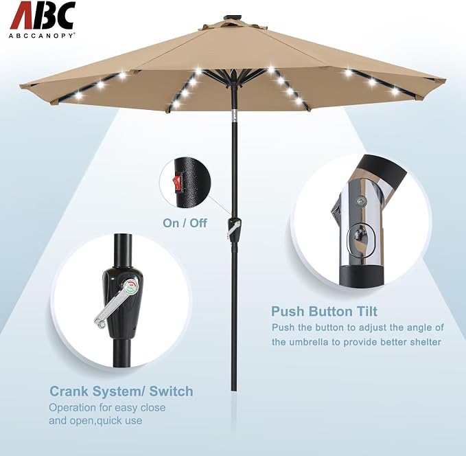 ABCCANOPY Outdoor 11FT Solar Led Patio Umbrellas - Image 4