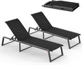 Aluminum Chaise Lounge Outdoor Set of 2, Foldable & Assembly Free Patio Pool by Oasbira