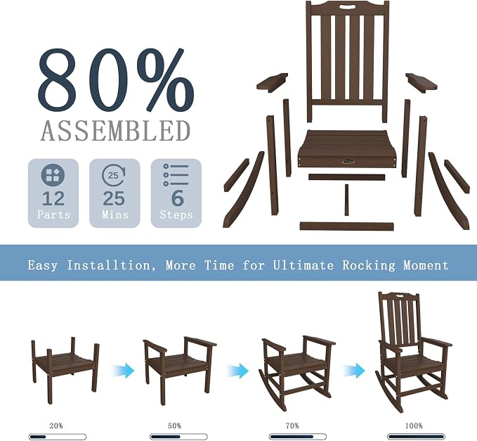 Oversized Rocking Chair Set of 8, Outdoor Rocking Chair - Image 9