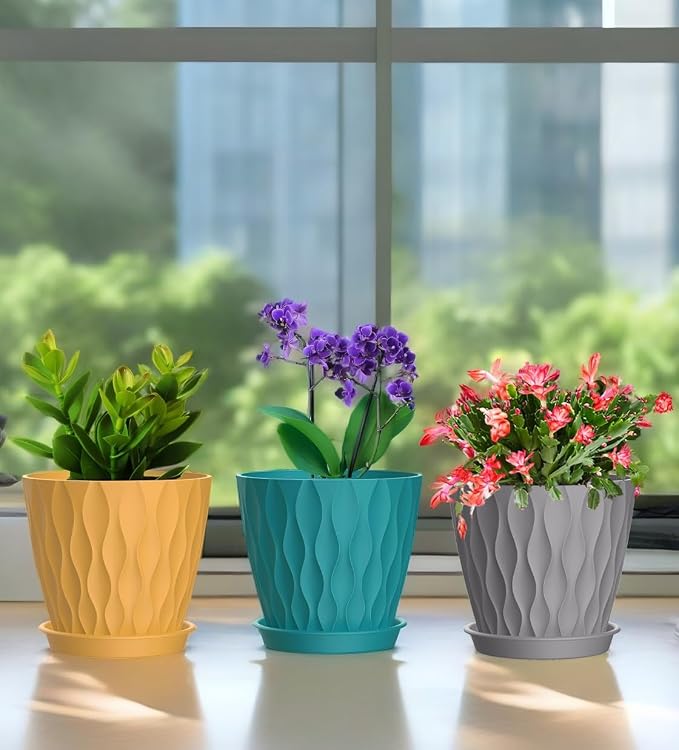 6 Inch Plant Pots, 6 Pack Indoor Flower Pots, Planters - Image 5