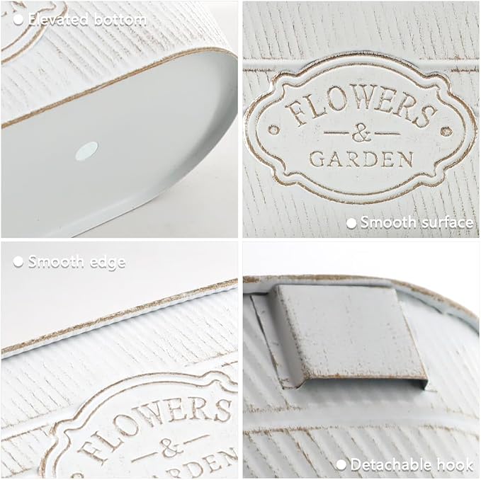 3 Pack Metal Railing Planters, 10.5" Oval Hanging Flower Pots - Image 4
