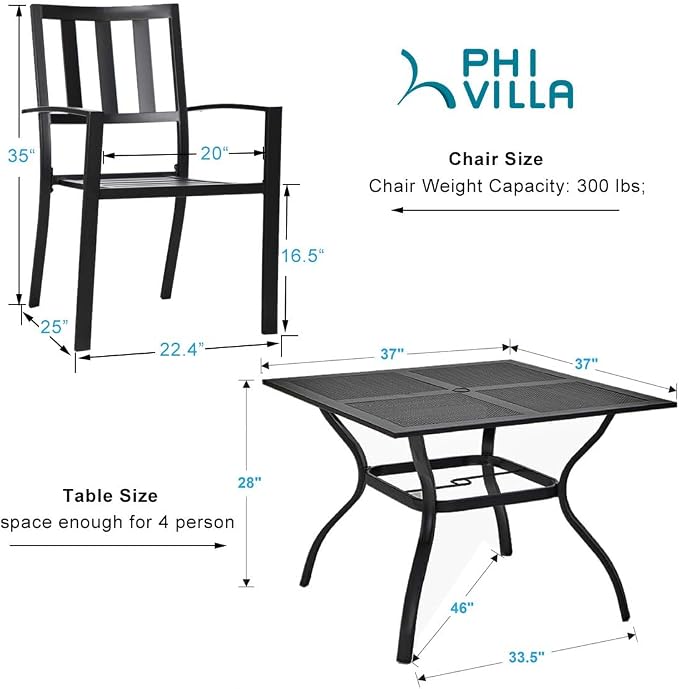PHI VILLA 5 Pieces Outdoor Dining Set - Image 9