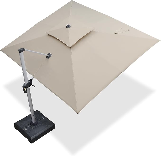 PURPLE LEAF 9' X 11' Patio Umbrella Outdoor Rectangle Umbrella Large Cantilever by PURPLELEAF