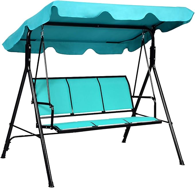 TANGKULA 3 Person Patio Swing, Steel Frame by TANGKULA