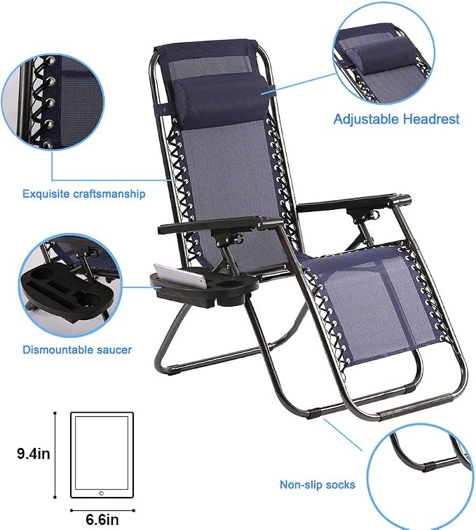 Zero Gravity Chair Patio Lounge Chairs Lounge Patio Chairs 2 Pack Adjustable - Image 7