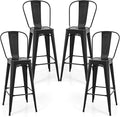 COSTWAY 30'' Metal Bar stools Set of 4, by COSTWAY