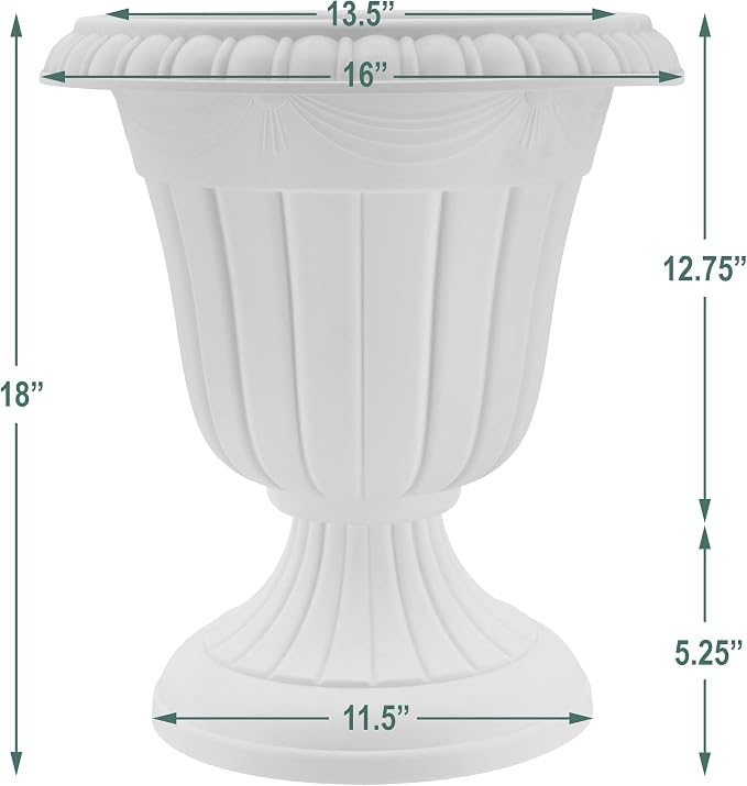 Arcadia Garden Products PL00GY Classic Traditional Plastic Urn Planter - Image 6