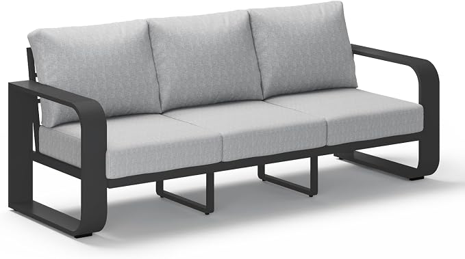 Aluminum Outdoor Patio Couch, 3 Seats Oversized Patio Sofa by Oasbira