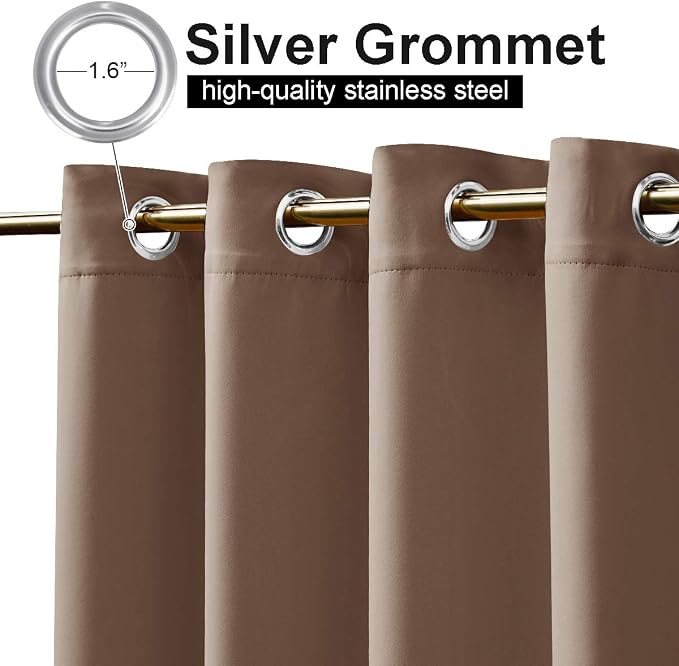 NICETOWN 2 Panels Weighted Blackout Curtains Rustproof Fixed Grommet Top and - Image 3