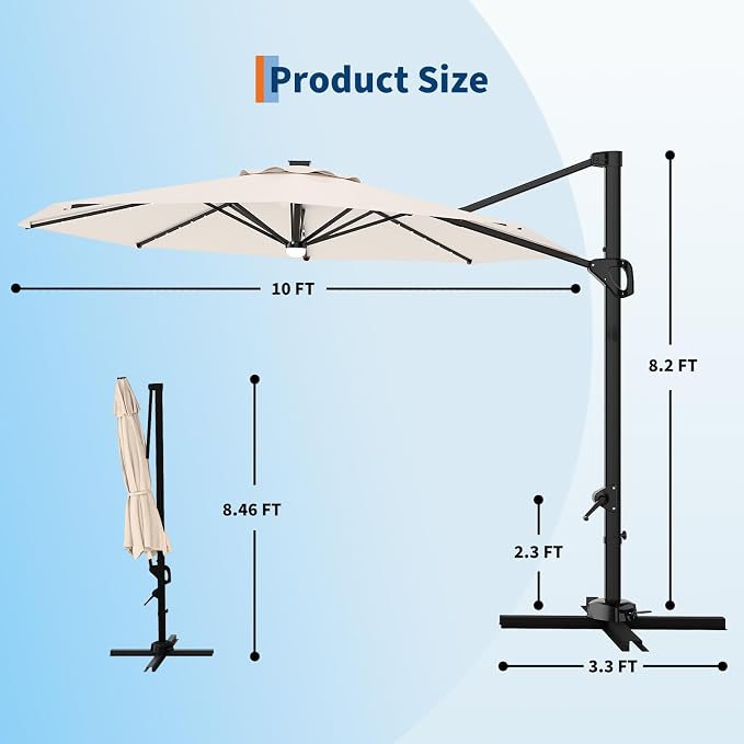 Garvee 10 ft Cantilever Patio Umbrella - Image 4