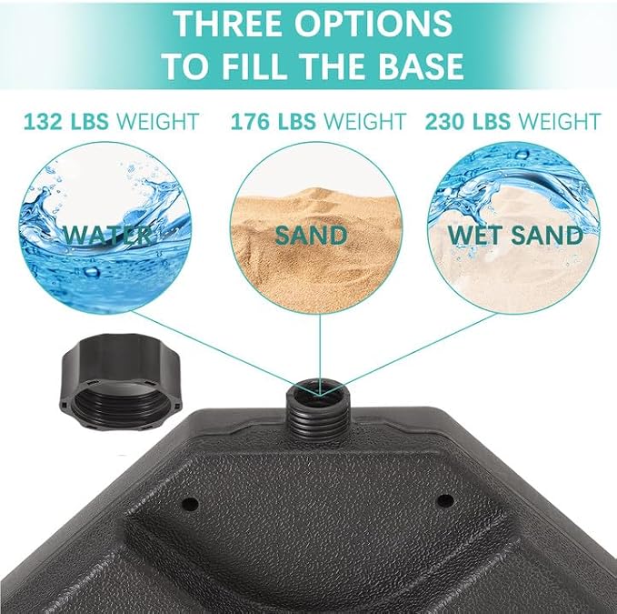 VECELO 4-Piece Heavy-Duty Cantilever Offset Patio Umbrella Base/Stand Outdoor - Image 4