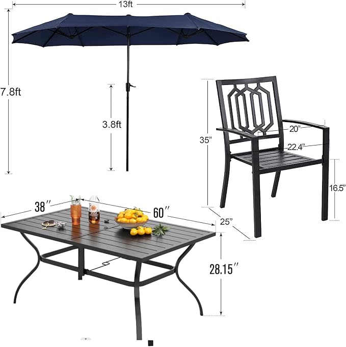 PHI VILLA Patio Dining Set 8 PCS - Image 9