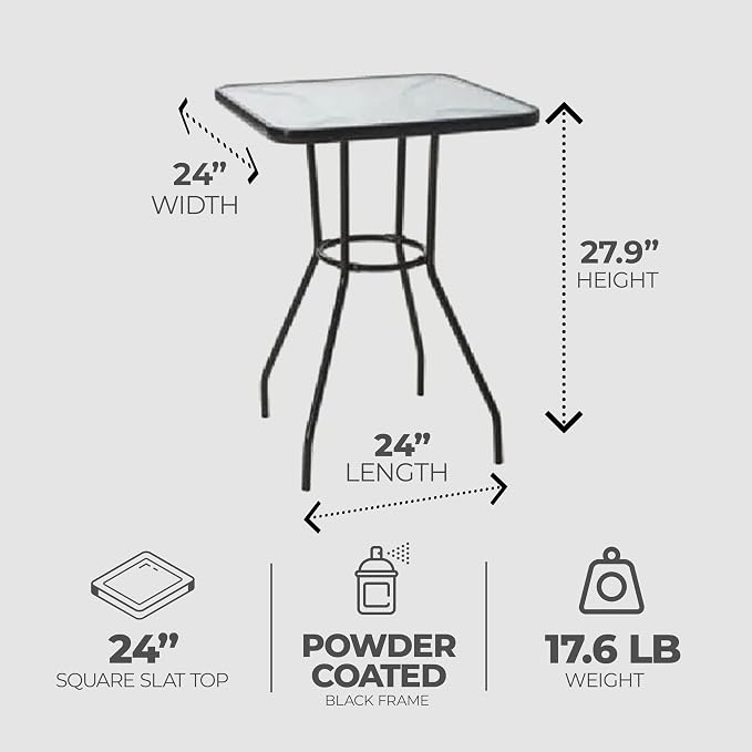 Four Seasons Courtyard Sunny Isles 24 Inch Outdoor Patio Bistro Dining Table - Image 3