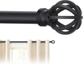 Curtain Rods for Windows 48 to 84, 5/8 Inch Black Heavy Duty Metal Curtain Rods by Poskena