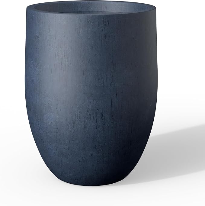 Kante Tall Concrete Planter, 21.7-Inch Height Antique Blue Large Indoor Outdoor by Kante