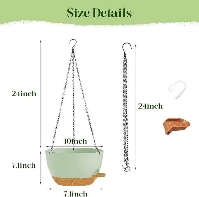 2 Pack 10 Inch Self Watering Hanging Planters - Image 3
