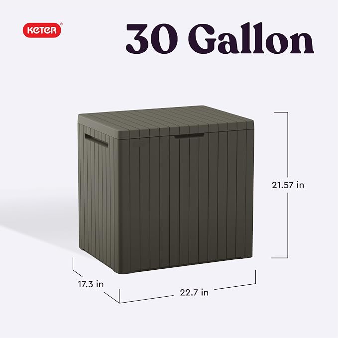 Keter City 30 Gallon Resin Outdoor Storage Box & Patio Side Table - Image 2