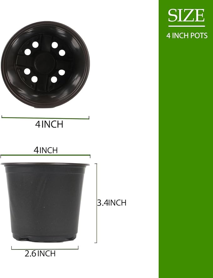 100 Packs 4 Inch Nursery Pots, 4 5 6 Inches Plastic Nursery Pots - Image 2