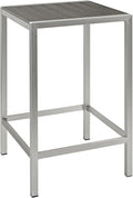 Modway Shore Aluminum Outdoor Patio Square Bar Table in Silver Gray by Modway