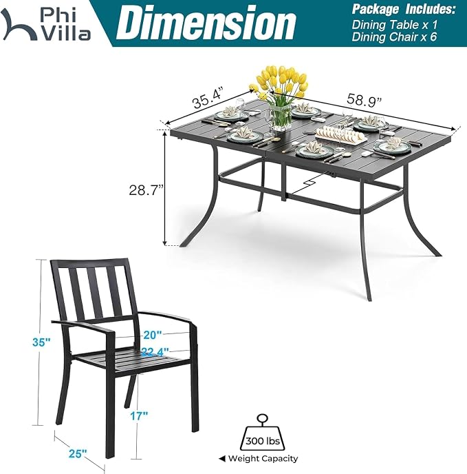 PHI VILLA 7 Piece Outdoor Dining Set - Image 9