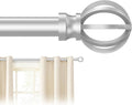 Silver Curtain Rods for Windows 28 to 48 Inch, 5/8" Diameter Heavy Duty Metal by Poskena