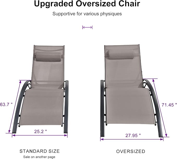 PURPLE LEAF Patio Oversized Chaise Lounge Chair Set - Image 2
