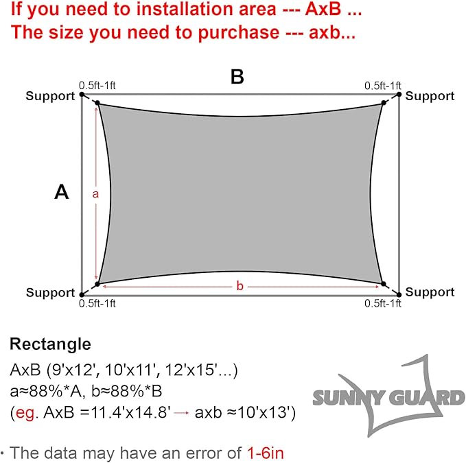SUNNY GUARD Custom Size 7'x12' Turquoise Blue Sun Shade Sail Rectangle UV Block - Image 2