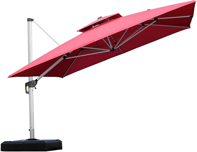 PURPLE LEAF Patio Umbrella 11 Feet Double Top Deluxe Square Offset Hanging by PURPLELEAF