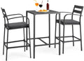 VINGLI 3-Piece Outdoor Bar Set, Aluminum Bar Height Table & 2 Chairs by VINGLI