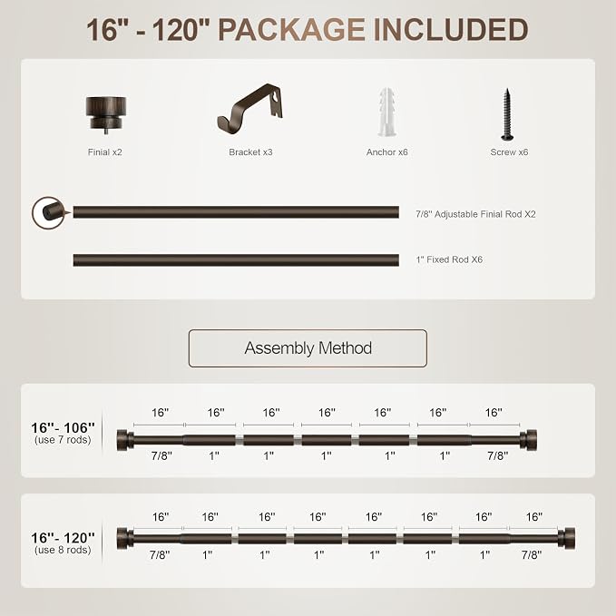 Modern Antique Brown Bronze Curtain Rods - Image 9