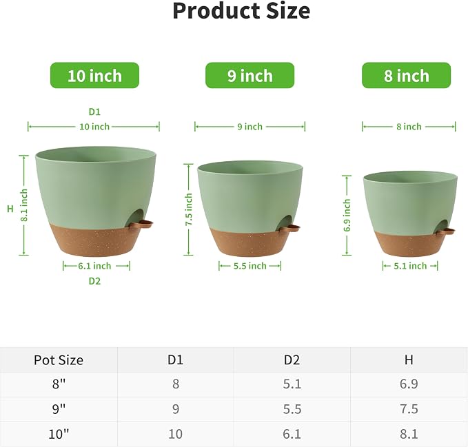 FaithLand 3-Pack Planter Pots, 10 9 8 Inch Self Watering Flower Pots - Image 2