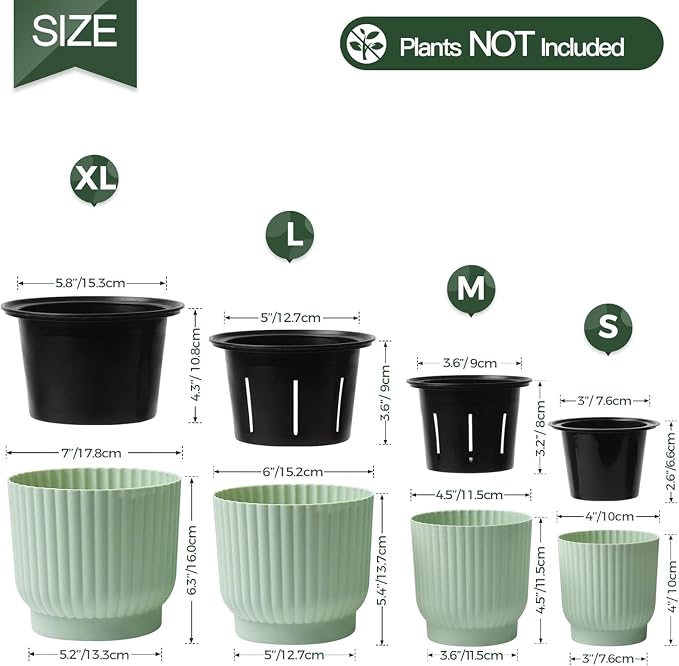 T4U 6 Inch Self Watering Pots for Indoor Plants, 6 Pack Plant Pots, Self - Image 3