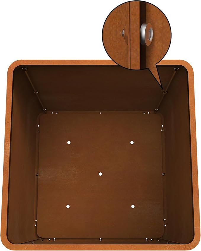 Corten Steel Planter Box 20" L x 20" W x 20" H, Large Metal Square Planter - Image 5