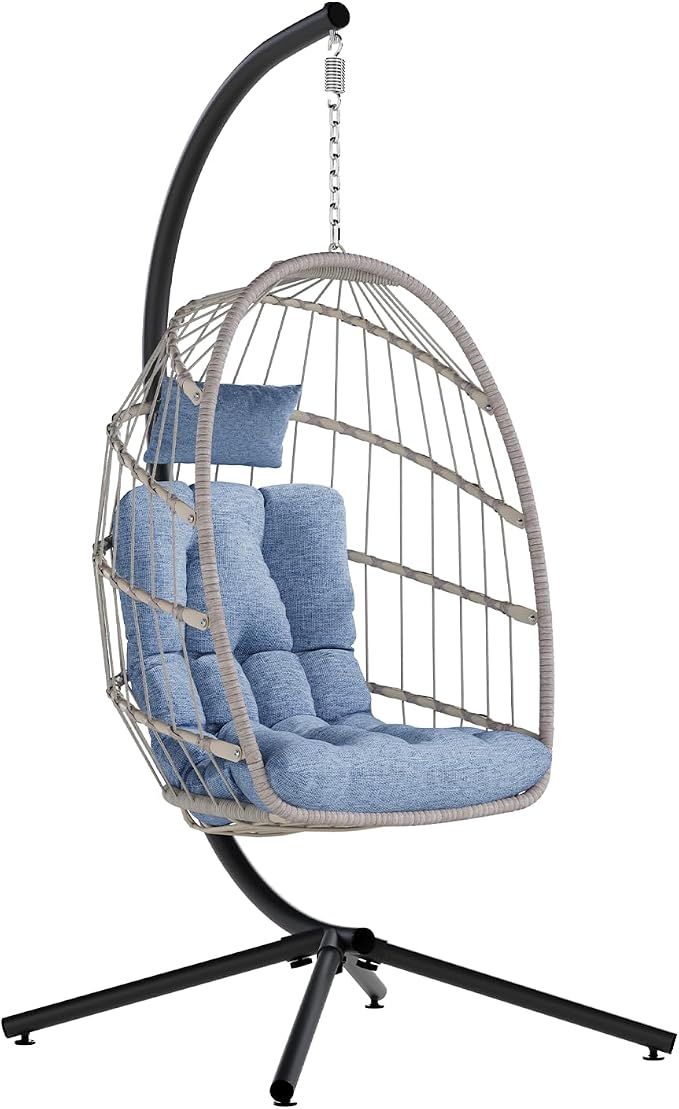 SWITTE Egg Chair Outdoor with Stand, Indoor Wicker Hanging Egg Swing Chair with by SWITTE