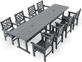 HDPE Dining Table Set for 8, 10-Piece Outdoor Table and Chairs Include 8 Dining by Unknown
