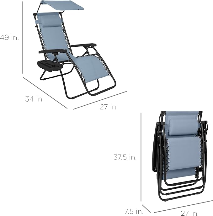 Best Choice Products Folding Zero Gravity Outdoor Recliner Patio Lounge Chair - Image 2