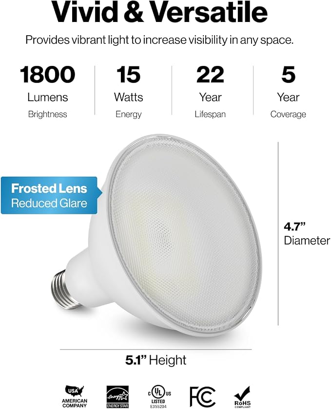 Sunco 6 Pack Outdoor Flood Light Bulbs, PAR38 LED Flood Lights Waterproof - Image 4